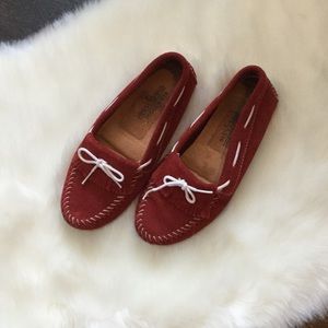 Red Minnetonka moccasins